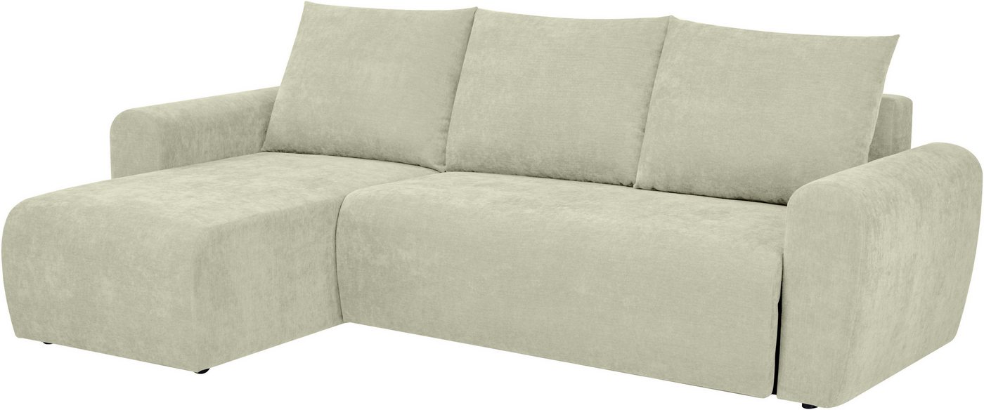 Home affaire Ecksofa Nortrud-Uni, 241 cm, L-Form, mit Schlaffunktion u. Bettkasten, Recamiere rechts / links montierbar, Feinstruktur-Bezug – Bild 5 von 5