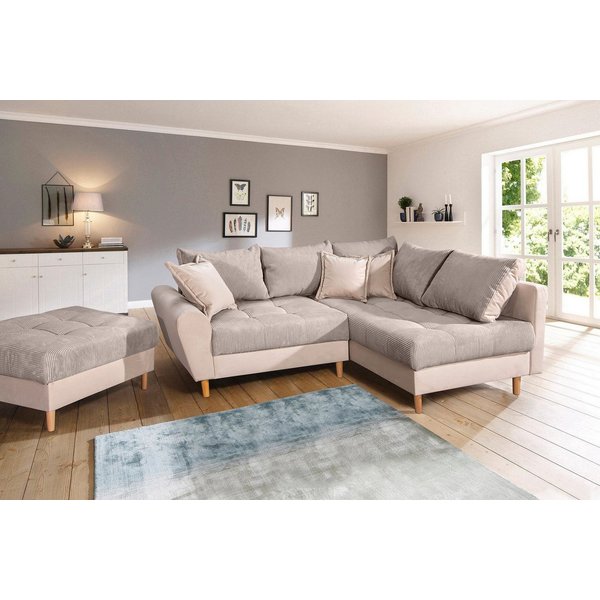 Home affaire Ecksofa Rice L-Form, B: 223 cm - OTTO. Verlässliche Qualität., Set: Sofa & Hocker, 3 Zierkissen, Federkern