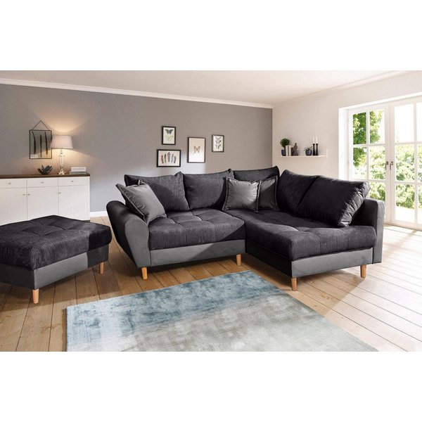 Home affaire Ecksofa Rice L-Form, B: 223 cm - OTTO. Verlässliche Qualität., Set: Sofa & Hocker, 3 Zierkissen, Federkern