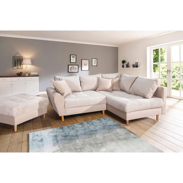 Home affaire Ecksofa Rice L-Form, B: 223 cm - OTTO. Verlässliche Qualität., Set: Sofa & Hocker, 3 Zierkissen, Federkern