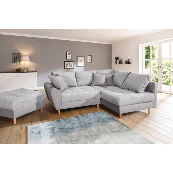 Home affaire Ecksofa Rice L-Form, B: 223 cm - OTTO. Verlässliche Qualität., Set: Sofa & Hocker, 3 Zierkissen, Federkern