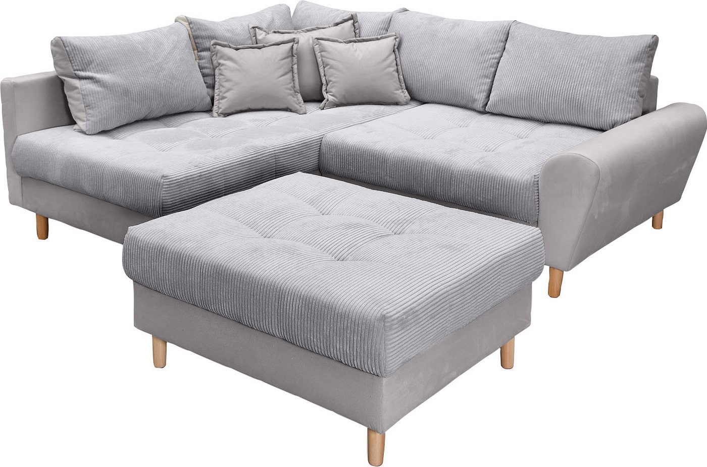 Home affaire Ecksofa Rice L-Form, B: 223 cm - OTTO. Verlässliche Qualität., Set: Sofa & Hocker, 3 Zierkissen, Federkern – Bild 2 von 5