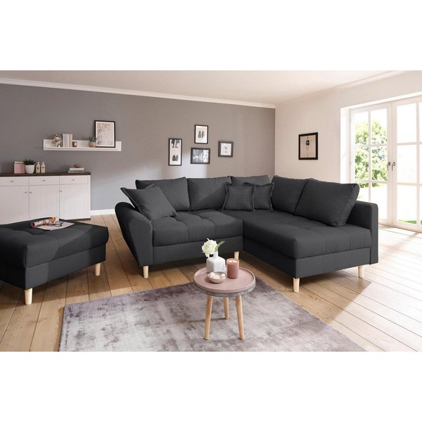 Home affaire Ecksofa Rice L-Form, B: 223 cm - OTTO. Verlässliche Qualität., Set: Sofa & Hocker, 3 Zierkissen, Federkern