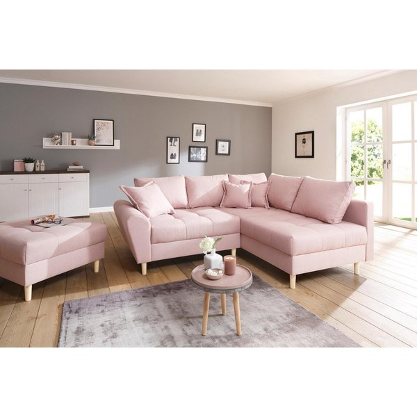 Home affaire Ecksofa Rice L-Form, B: 223 cm - OTTO. Verlässliche Qualität., Set: Sofa & Hocker, 3 Zierkissen, Federkern