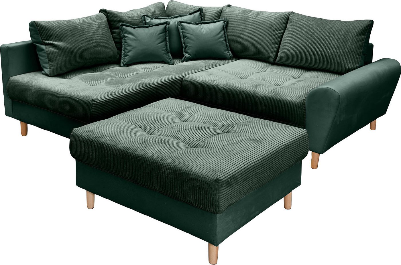 Home affaire Ecksofa Rice L-Form, B: 223 cm - OTTO. Verlässliche Qualität., Set: Sofa & Hocker, 3 Zierkissen, Federkern – Bild 2 von 5