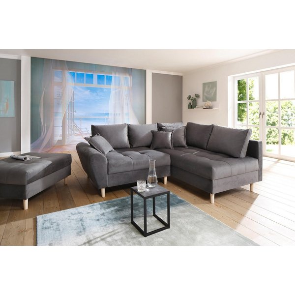 Home affaire Ecksofa Rice L-Form, B: 223 cm - OTTO. Verlässliche Qualität., Set: Sofa & Hocker, 3 Zierkissen, Federkern