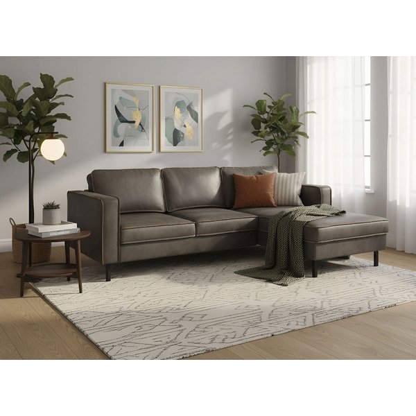 Home affaire Ecksofa Watkins, wahlweise mit Schlaffunktion/Bettkasten, moderne offene Naht, Recamiere beidseitig montierbar, L-Form, Breite 232 cm