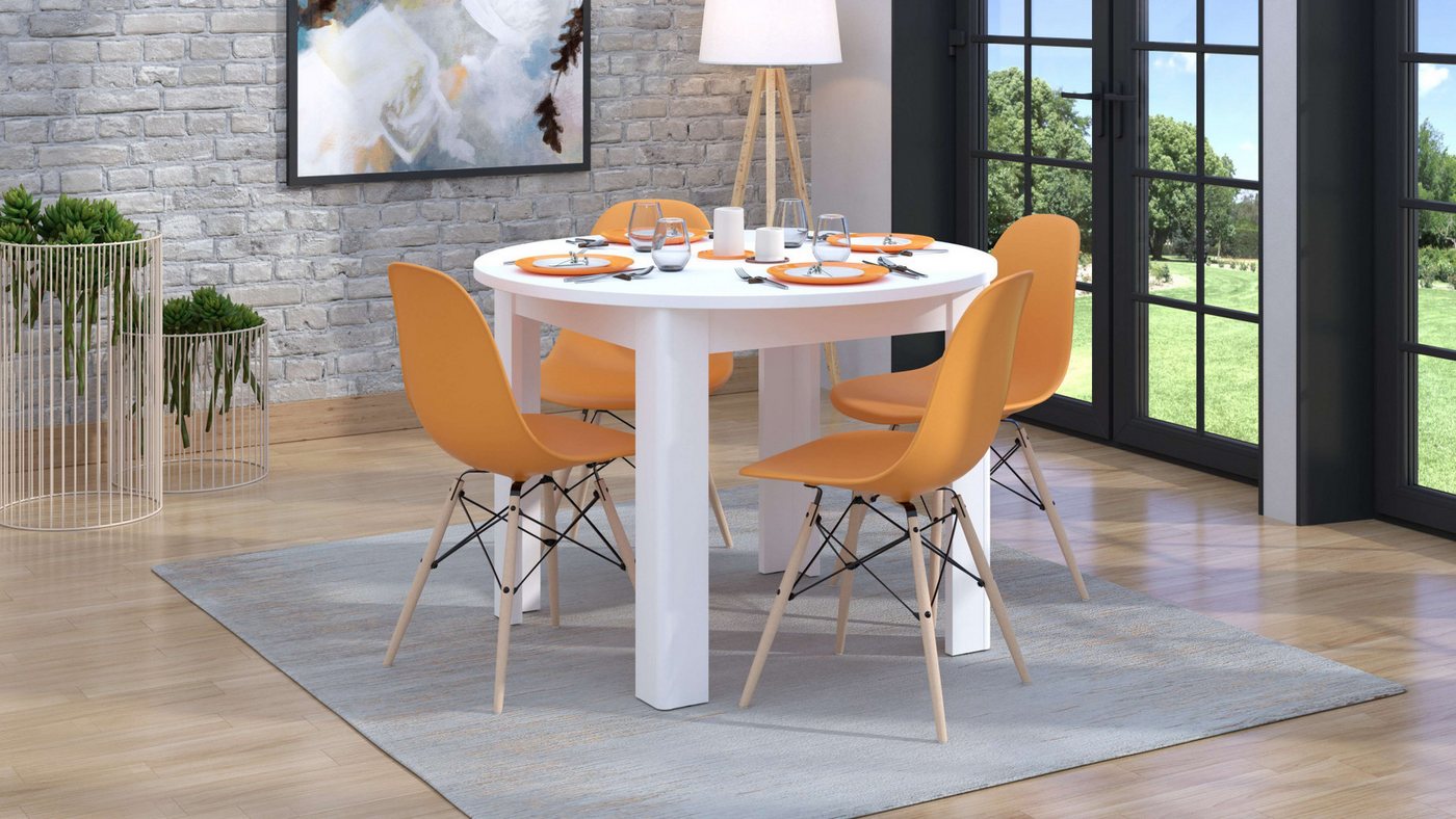 Home affaire Esstisch Ancona runder Tisch, 106 cm, MFD Tischplatte, in verschiedenen modern Farben, Ideal für eine moderne Küche – Bild 2 von 4
