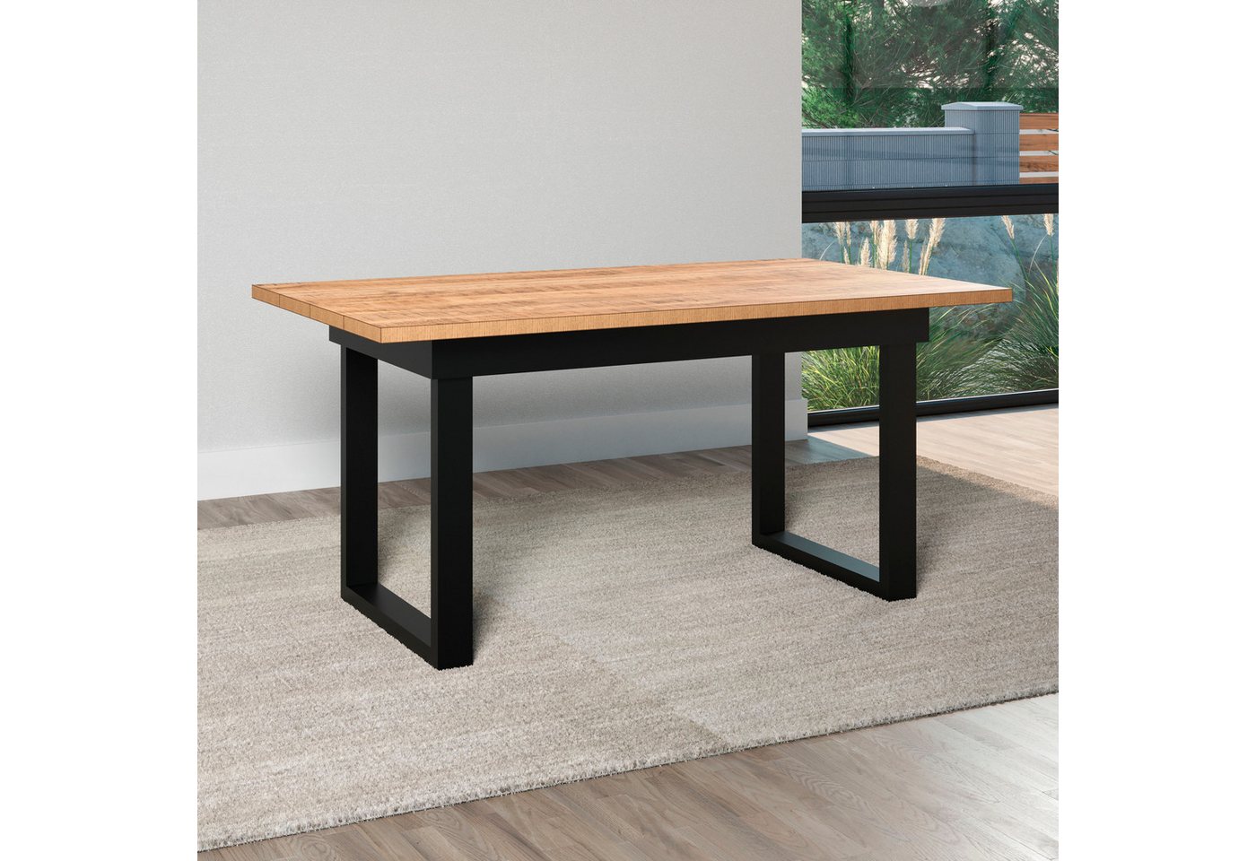 Home affaire Esstisch Elda (1-St), Esstisch mit 32 mm Tischplatte und Metallfüßen – (B/T/H) 160/90/76 cm – Bild 3 von 5