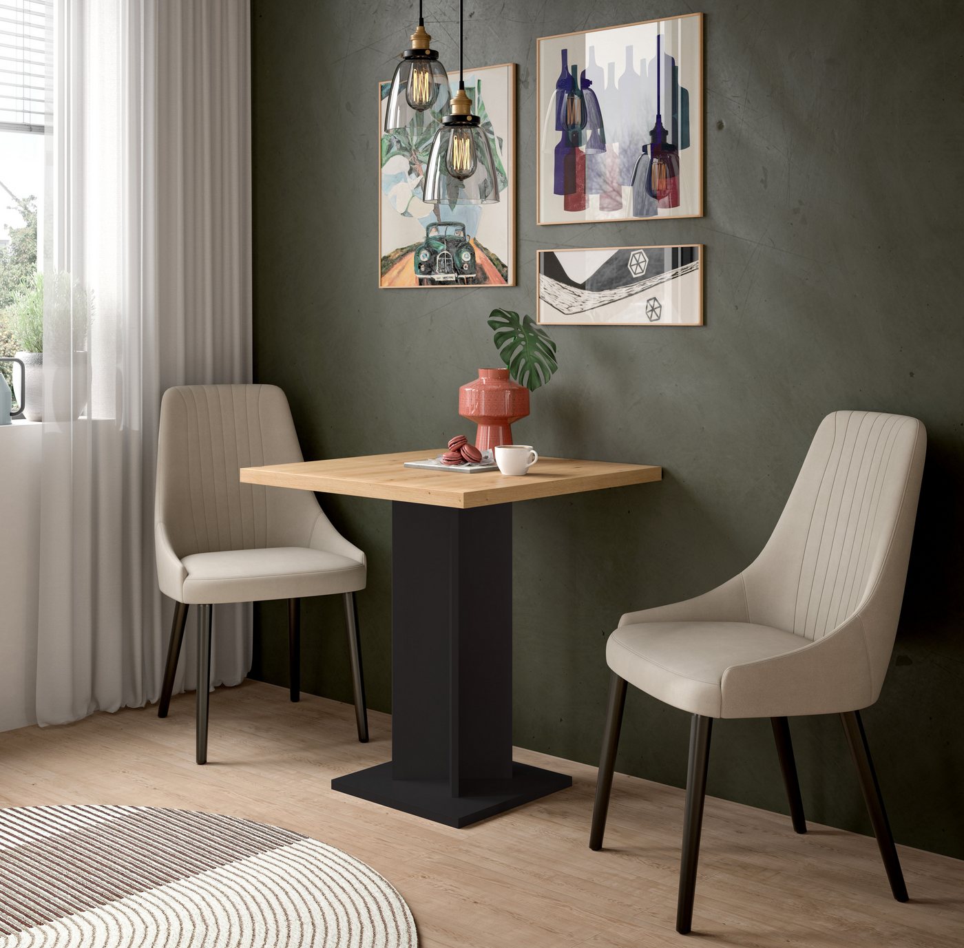 Home affaire Esstisch GERO, 70x76x70 cm, mit Säulengestell, quadartische Tischplatte (1-St., in verschiedenen Ausführungen erhältlich), Tisch, Esstisch, Esszimm – Bild 2 von 5