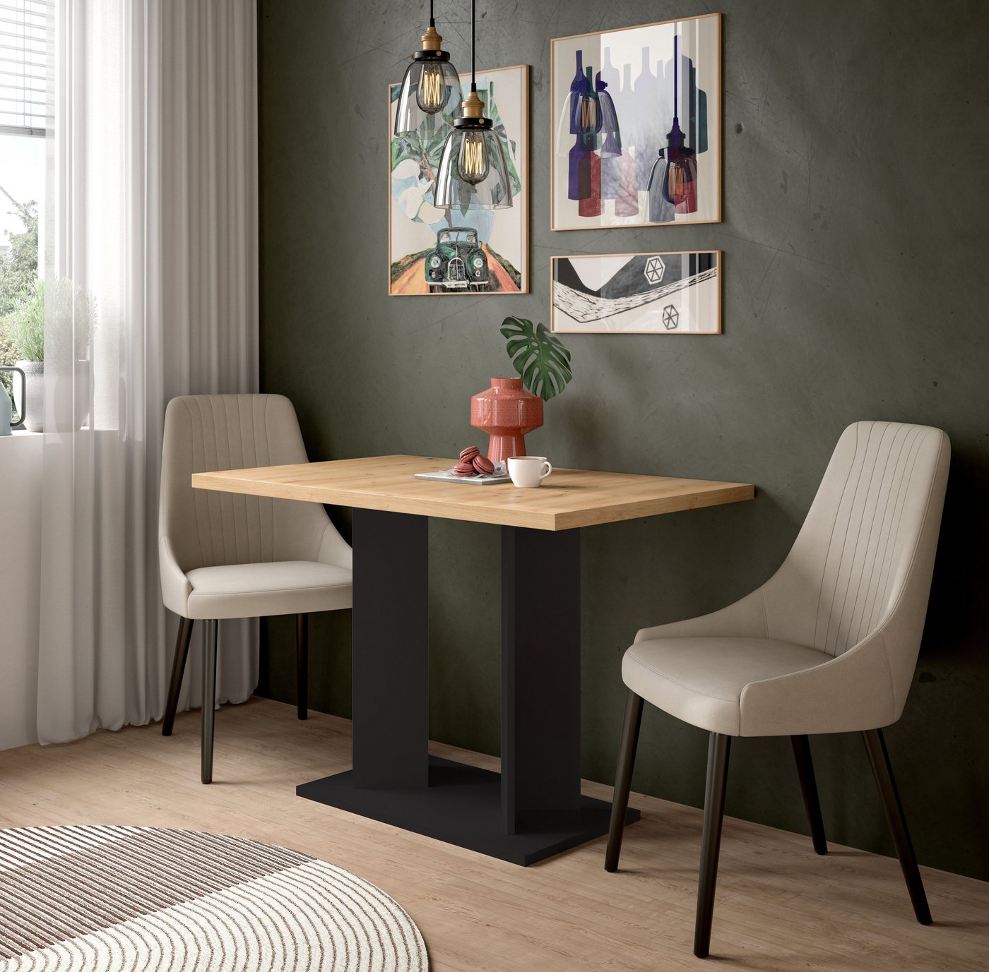 Home affaire Esstisch GERO, 110x76x70 cm, mit Säulengestell (1-St., in verschiedenen Ausführungen erhältlich), Tisch, Esstisch, Esszimmer, Esszimmertisch, Küche – Bild 2 von 5