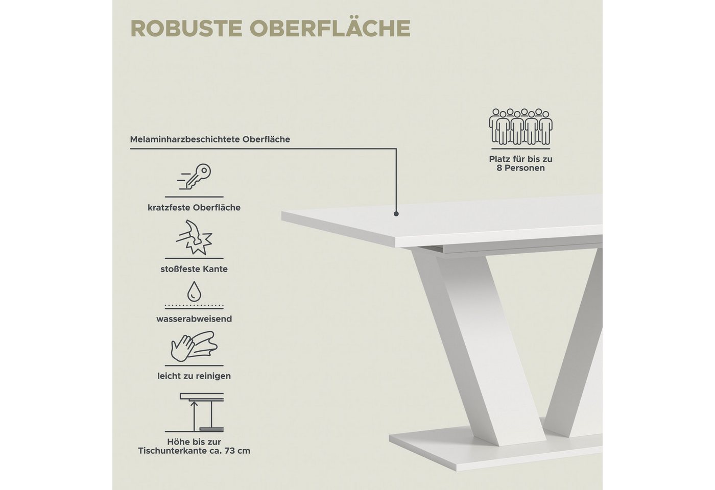 Home affaire Esstisch Motus, ausziehbar 150 -190 cm, inklusive 40 cm Einlegeplatte (Set, 1-St), V-Gestell mit Bodenplatte, Tisch, Küchentisch, Esszimmer, Küche – Bild 4 von 5