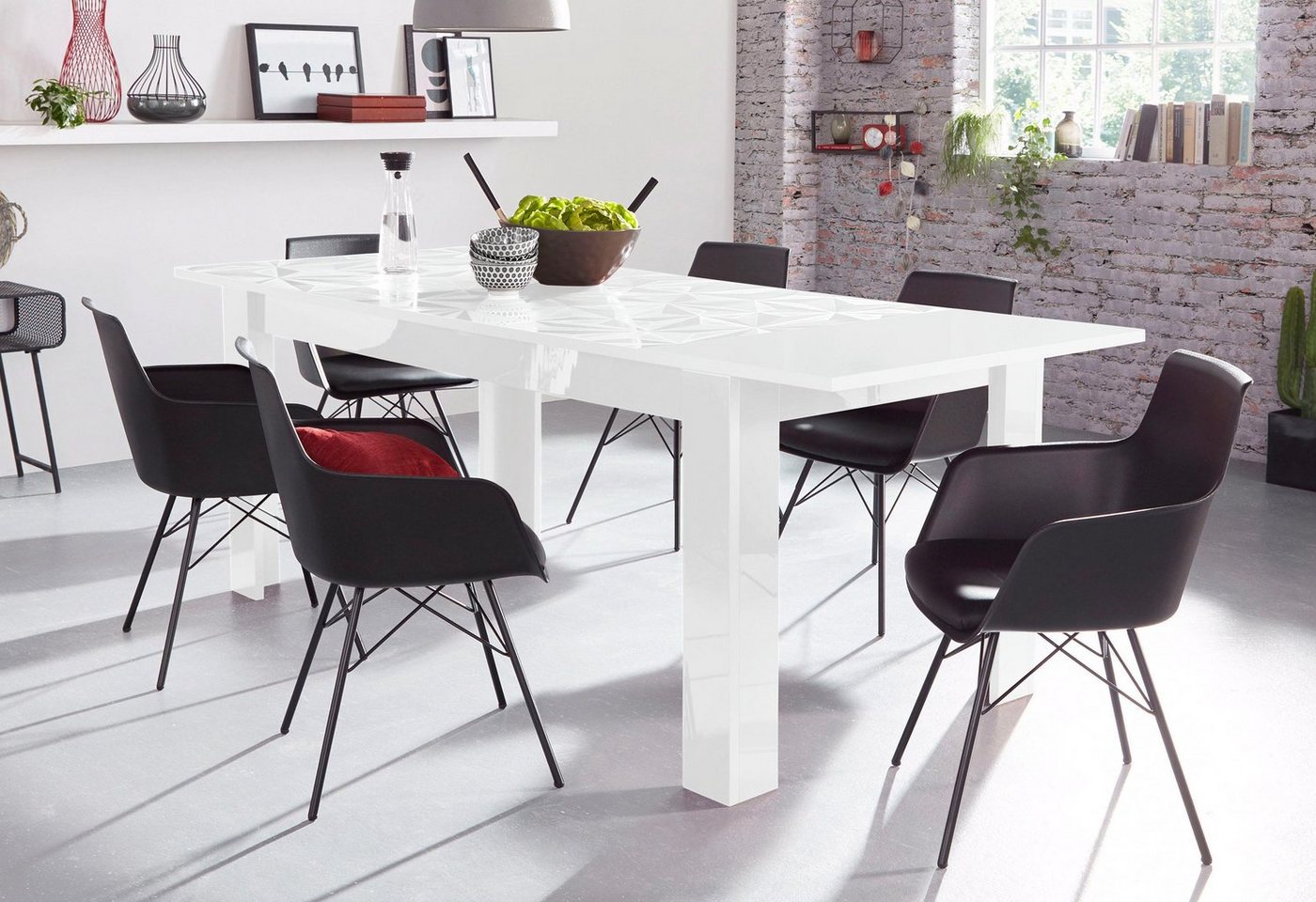 Home affaire Esstisch Prisma 137x90 cm, Esszimmertisch, ausziehbar, erweiterbar auf 185 cm, rechteckig,Tischplatte Stärke 22 mm u. mit elegantem Siebdruck – Bild 4 von 5