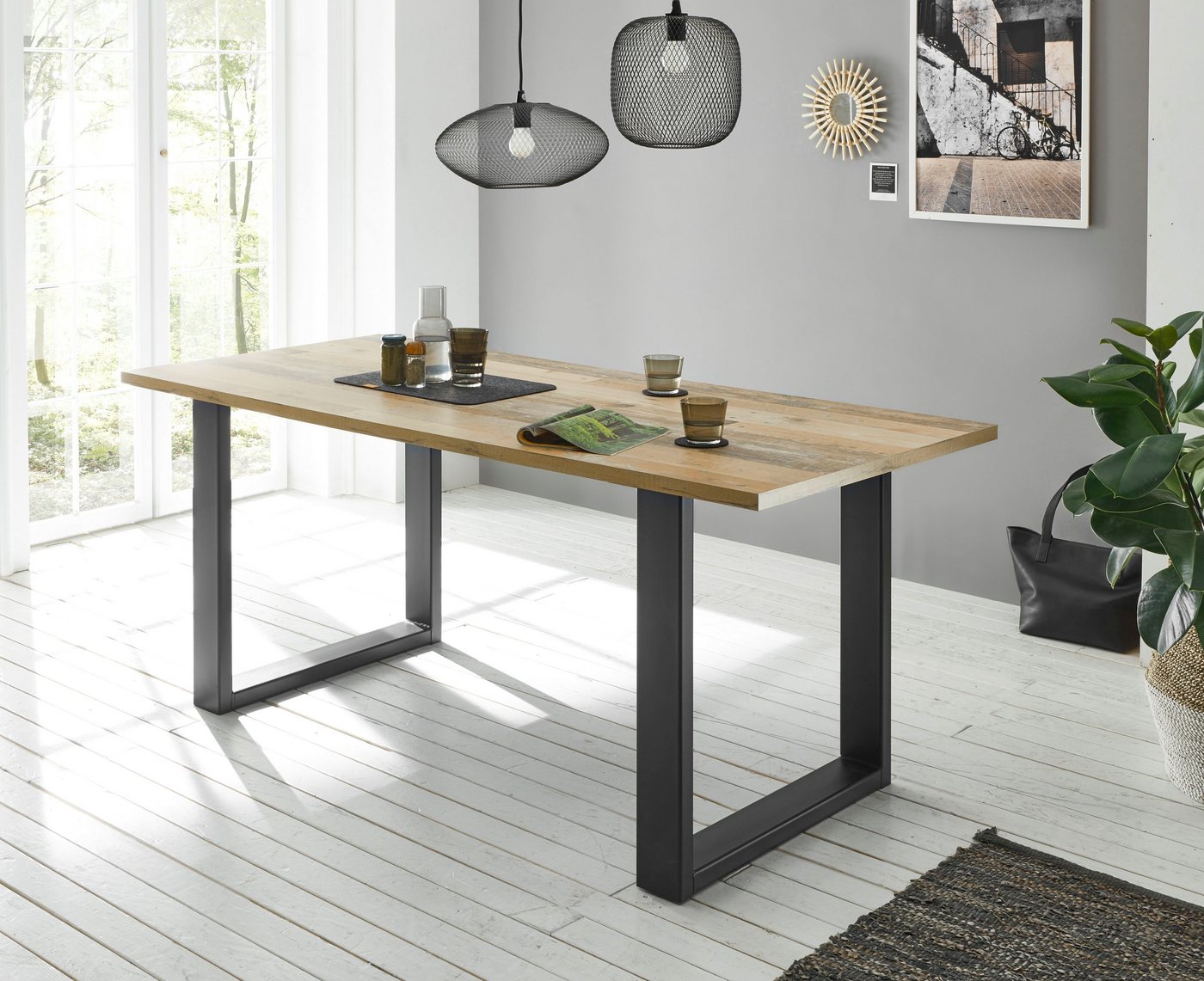 Home affaire Esstisch Sherwood, Tisch im Industrial-Style, Wohnzimmertisch, Küchentisch, Metallgestell, in 2 Farben erhältlich, 180 cm breit – Bild 2 von 5