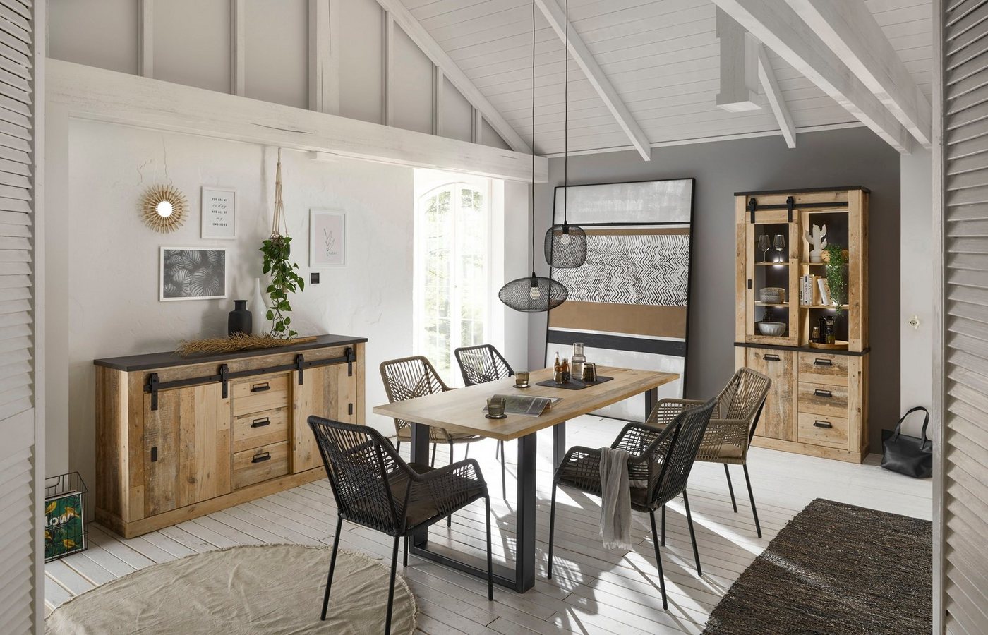 Home affaire Esstisch Sherwood, Tisch im Industrial-Style, Wohnzimmertisch, Küchentisch, Metallgestell, in 2 Farben erhältlich, 180 cm breit – Bild 5 von 5