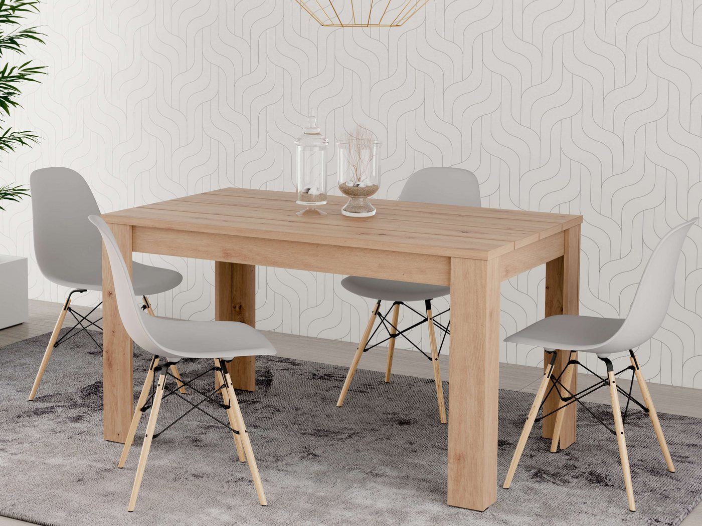 Home affaire Esstisch Spoleto, Esstisch, Küchentisch, Speisetisch, Familientisch, Charakterstarke 4-Lamellen-Platte, 4 Farben, 2 Größen – top modern – Bild 2 von 5