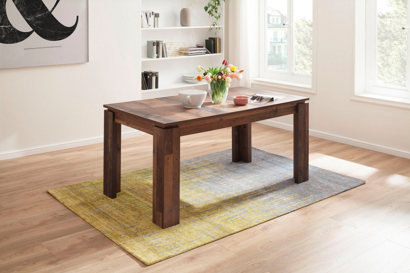 Home affaire Esstisch Tanum, Ausziehbarer Esszimmertisch 160-200 cm - Maße (B/T/H) 160/90/77 cm – Bild 2 von 5