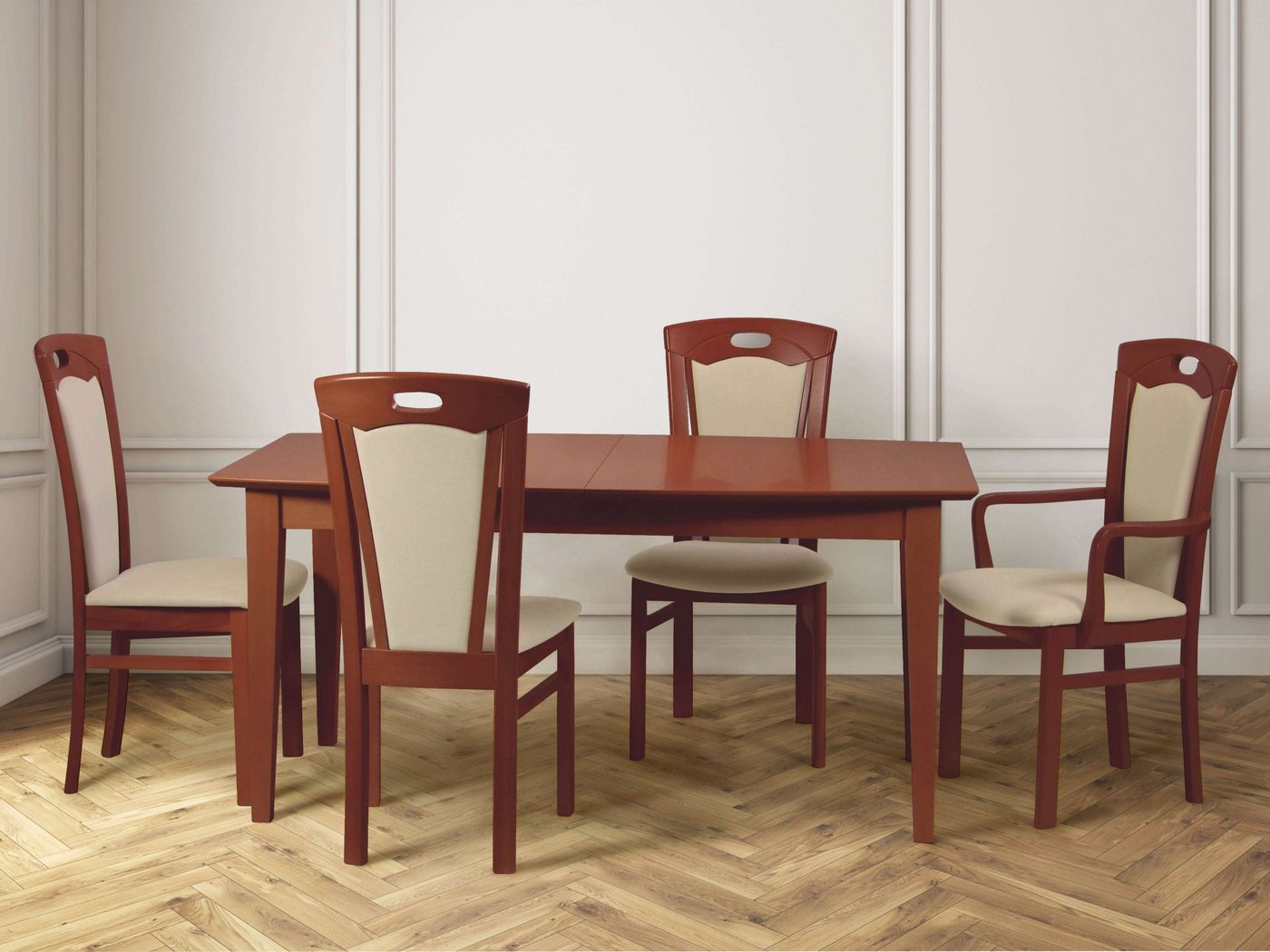 Home affaire Esszimmerstuhl FERDI, Armlehnstuhl, Made in Italy, Massivholz (1 St), Bezug Feinstruktur (wasser-und fleckabweisend) oder Struktur – Bild 2 von 5