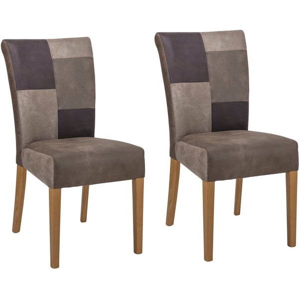 Home affaire Esszimmerstuhl Queen (Set, 2 St), Beingestell aus Massivholz, Patchwork Bezug im Landhaus Stil