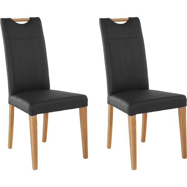 Home affaire Esszimmerstuhl Roberta (Set, 2 St), mit Bezug aus Echtleder und Gestell aus Eiche Massivholz