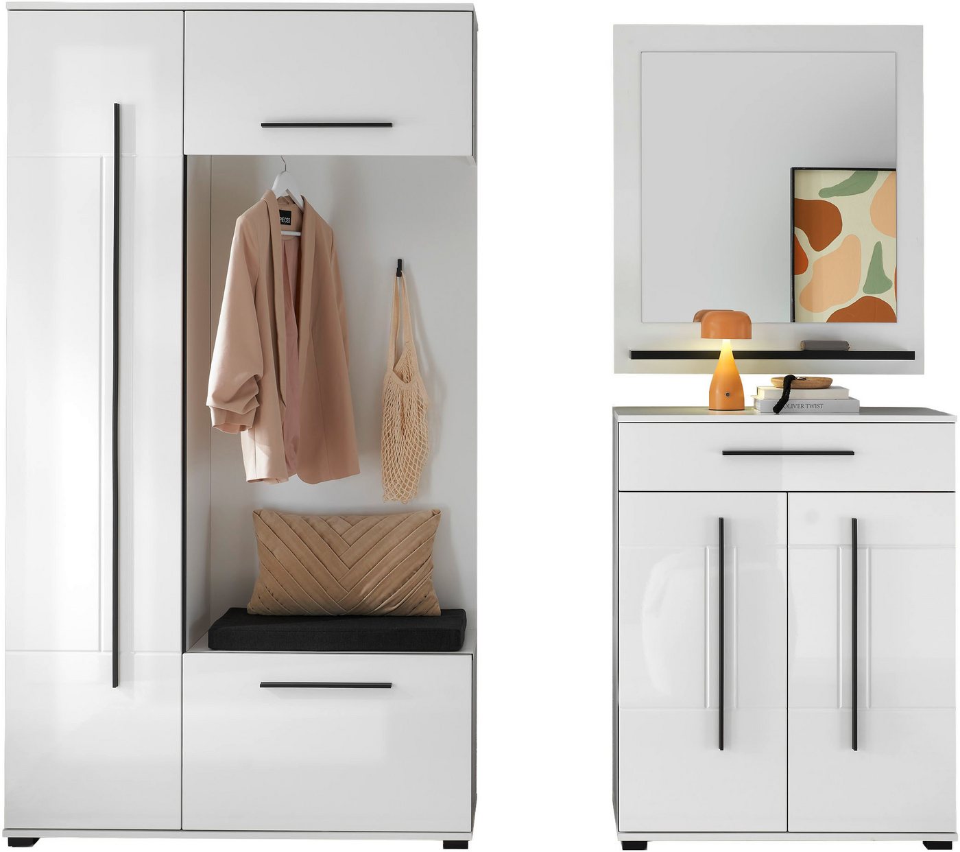 Home affaire Garderoben-Set Cantara, moderne Garderobe, Komplettset mit viel Stauraum, (Komplett-Set, 3-St), enthält Garderobenschrank, Kompaktgarderobe inkl. S – Bild 3 von 5