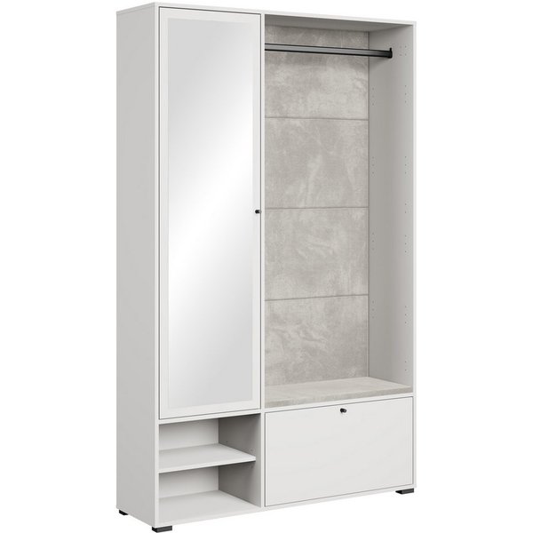 Home affaire Garderoben-Set Garderobe mit Spiegel, Sitzbank und Kleiderstange, (1-St), Schuhschrank mit viel Stauraum und verstellbaren Einlegeböden