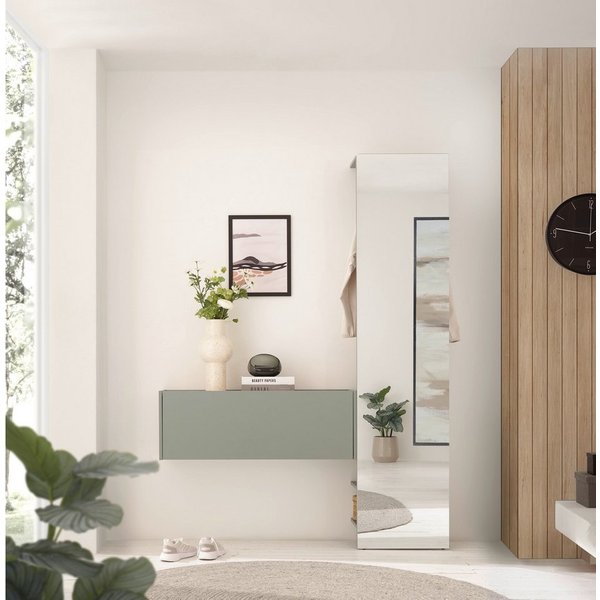 Home affaire Garderoben-Set GIRON/CiTY, moderne Garderobe, Komplettset mit viel Stauraum, (Komplett-Set, 2-St), enthält Hängeschrank & Garderobenelement mit Spi