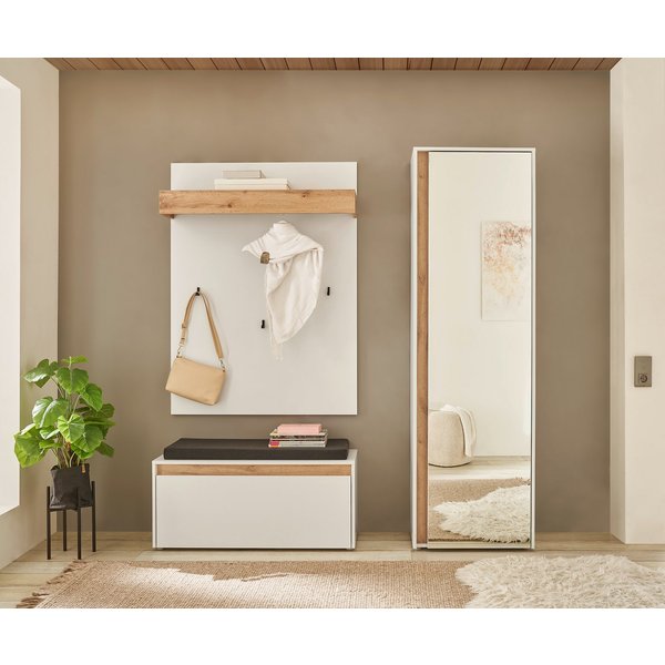 Home affaire Garderoben-Set GIRON/CiTY, moderne Garderobe, Komplettset mit viel Stauraum, (Komplett-Set, 3-St), enthält Garderobenschrank, Paneel, Schuhbank ink