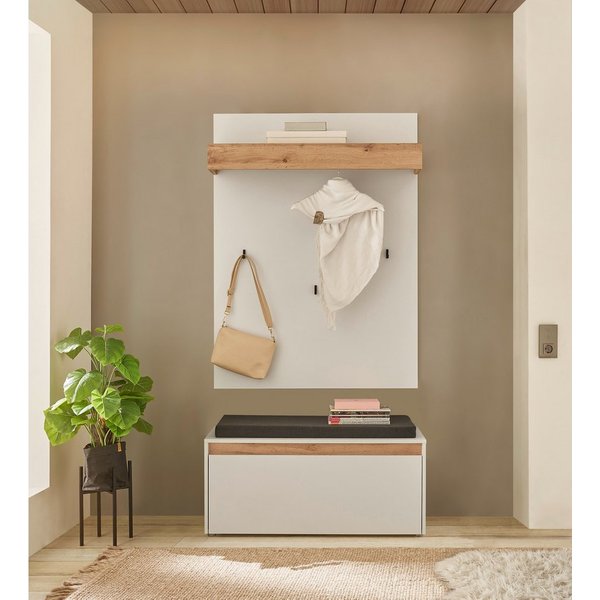 Home affaire Garderoben-Set GIRON/CiTY, moderne Garderobe, Komplettset mit viel Stauraum, (Komplett-Set, 2-St), enthält Garderobenpaneel & Schuhbank inkl. Sitzk