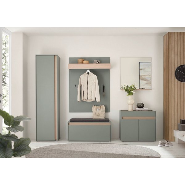 Home affaire Garderoben-Set GIRON/CiTY, moderne Garderobe, Komplettset mit viel Stauraum, (Komplett-Set, 5-St), enthält Schrank, Kommode, Spiegel, Paneel & Schu