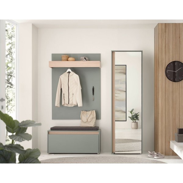 Home affaire Garderoben-Set GIRON/CiTY, moderne Garderobe, Komplettset mit viel Stauraum, (Komplett-Set, 3-St), enthält Garderobenschrank, Paneel, Schuhbank ink