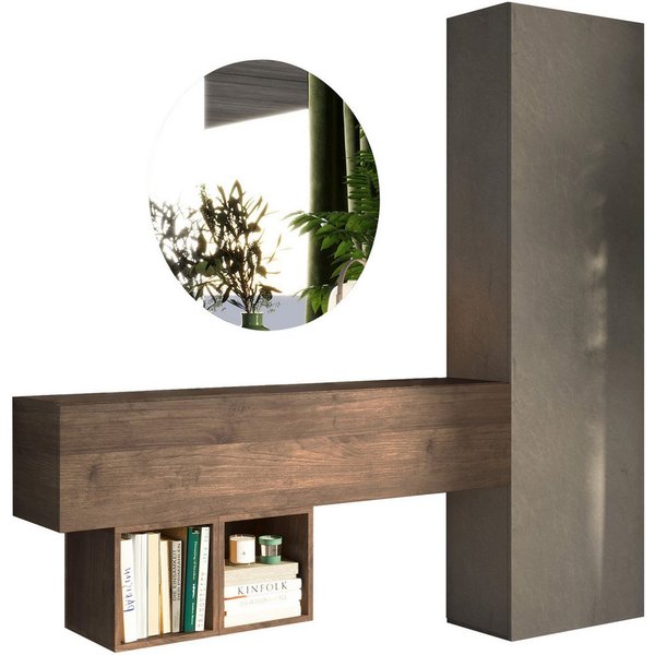 Home affaire Garderoben-Set Infinity, 4tlg. Breite 192 cm, Höhe 186 cm, moderne Garderobe, (Spar-Set, 4-St), (Hochschrank, Hängeschrank, Würfelregal 2er Set, Sp