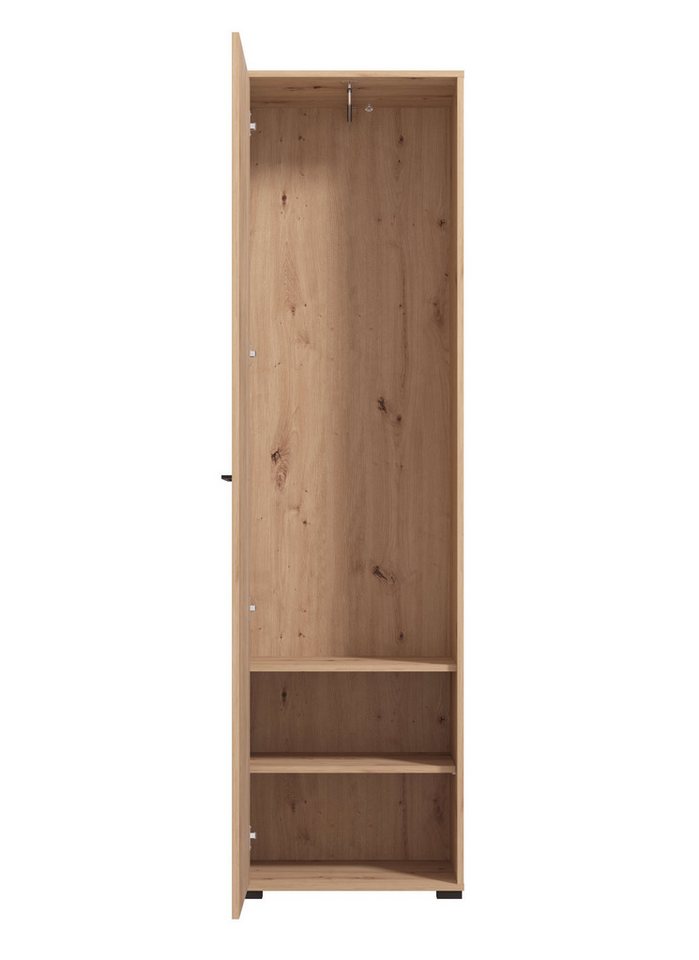 Home affaire Garderoben-Set Landes, Schrank, Schuhbank mit Kissen, Paneel, Spiegel und Kommode, (Komplett-Set, 5-St), Artisan Eiche,Front mit schwarzen Streifen – Bild 5 von 5