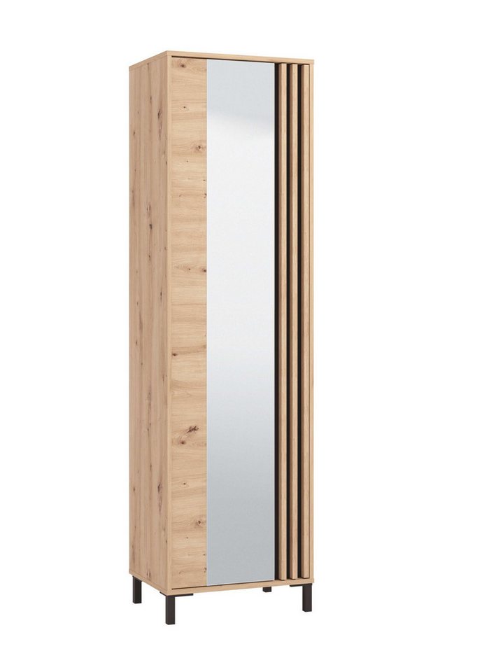 Home affaire Garderoben-Set LAVAL, Flurmöbel, Flurschrank, Flurgarderobe Breite 221 cm, (5-St), Inkl. 2 Schränken, Sitzbank, Garderobenpaneel und Wandspiegel – Bild 2 von 5