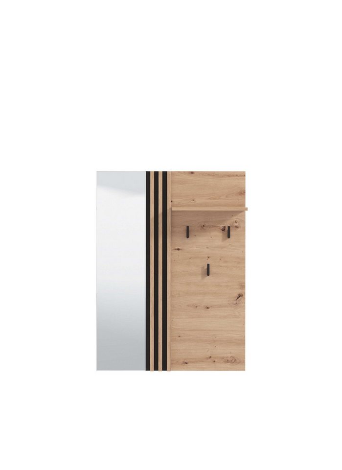 Home affaire Garderoben-Set LAVAL, Flurmöbel, Flurschrank, Flurgarderobe Breite 221 cm, (5-St), Inkl. 2 Schränken, Sitzbank, Garderobenpaneel und Wandspiegel – Bild 3 von 5