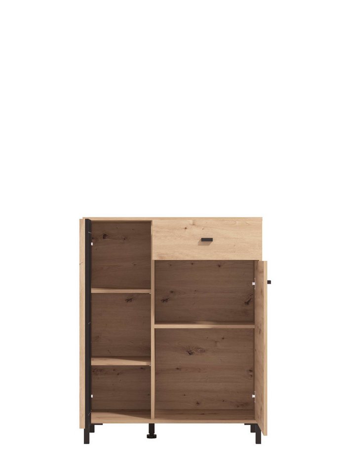 Home affaire Garderoben-Set LAVAL, Flurmöbel, Flurschrank, Flurgarderobe Breite 221 cm, (5-St), Inkl. 2 Schränken, Sitzbank, Garderobenpaneel und Wandspiegel – Bild 5 von 5