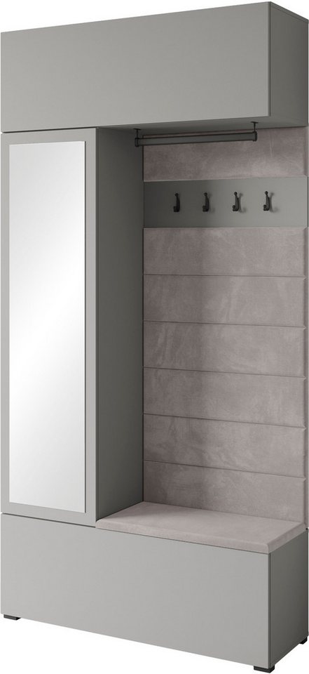 Home affaire Garderoben-Set TEJO, (Komplett-Set, 1-St., mit Spiegel und gepolsterte Sitzbank), Spiegel Schrank Element flexibel links/rechts einsetzbar – Bild 2 von 5