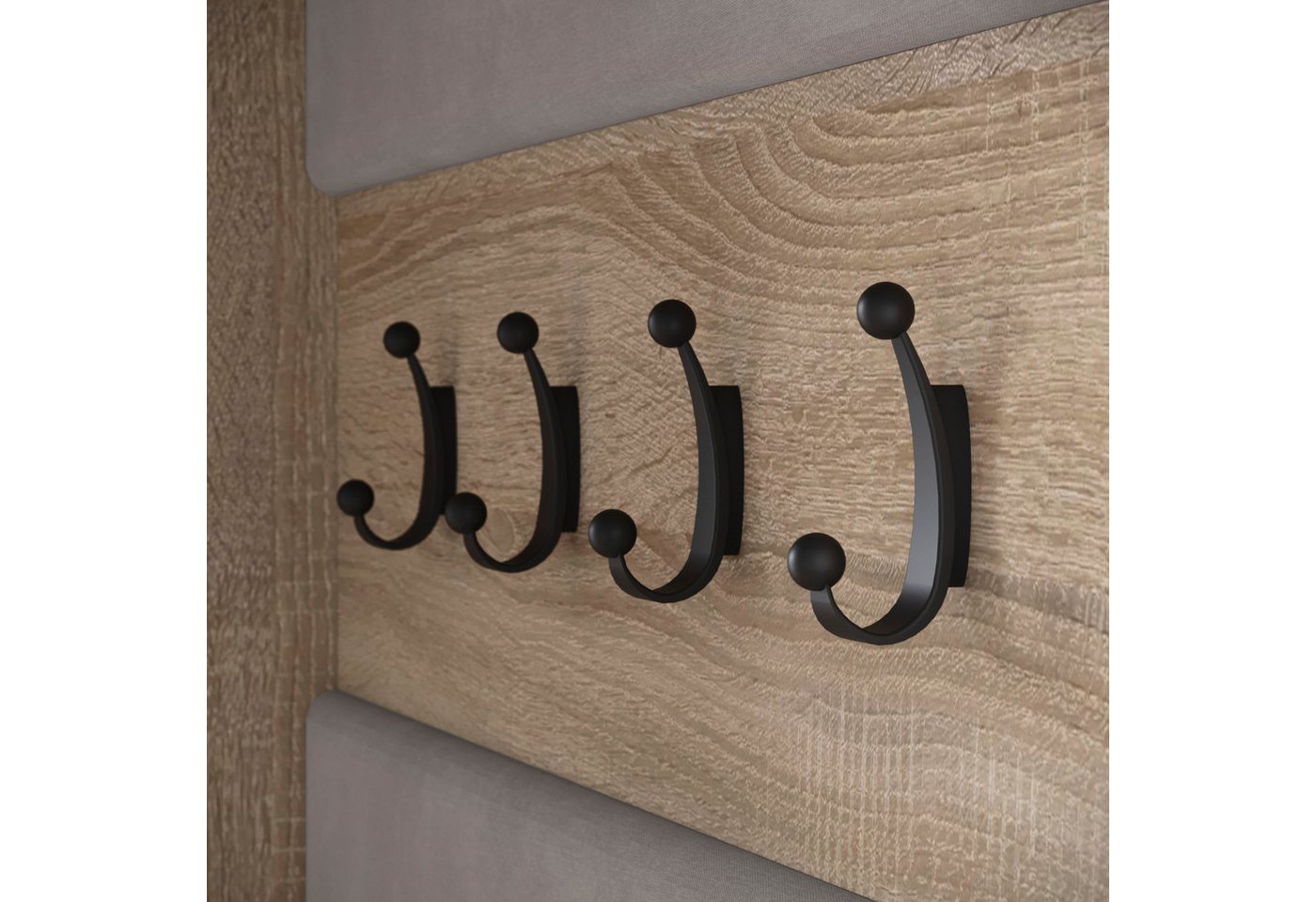 Home affaire Garderoben-Set TEJO, (Komplett-Set, 1-St., mit Spiegel und gepolsterte Sitzbank), Spiegel Schrank Element flexibel links/rechts einsetzbar – Bild 5 von 5