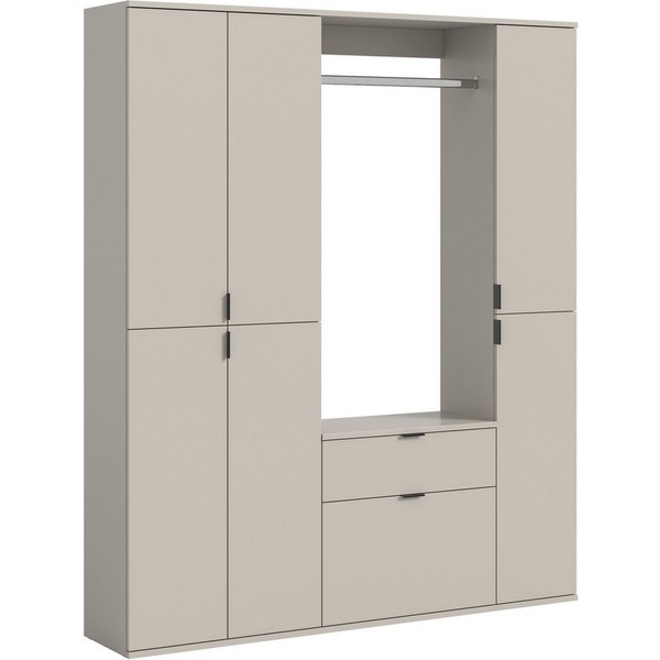 Home affaire Garderoben-Set TRONDHEIM, 5-teilig, Breite 152cm, individuell platzier- & erweiterbar, (Set, 4-St., bestehend aus: 2x Garderobenschrank & 3-tlgs. Z