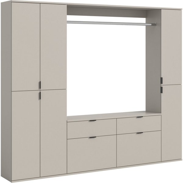 Home affaire Garderoben-Set TRONDHEIM, 5-teilig, Breite 212cm, individuell platzier- & erweiterbar, (Set, 4-St., bestehend aus: 2x Garderobenschrank & 3-tlgs. Z