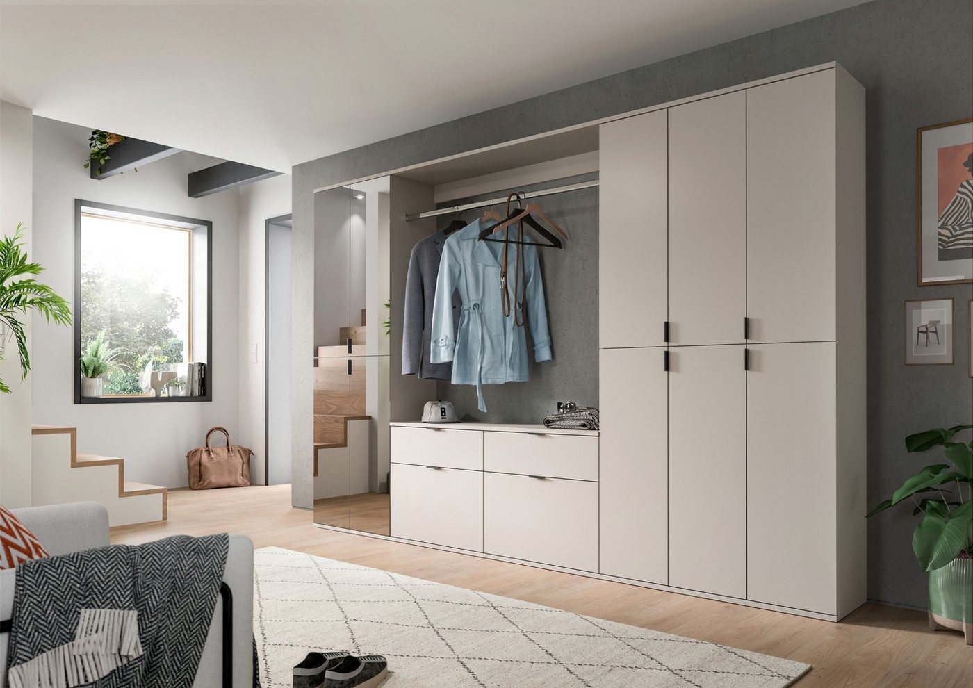 Home affaire Garderoben-Set TRONDHEIM, 6-teilig, Breite 273cm, individuell platzier- & erweiterbar, (Set, 5-St., bestehend aus: 3x Garderobenschrank & 3-tlgs. Z – Bild 2 von 5