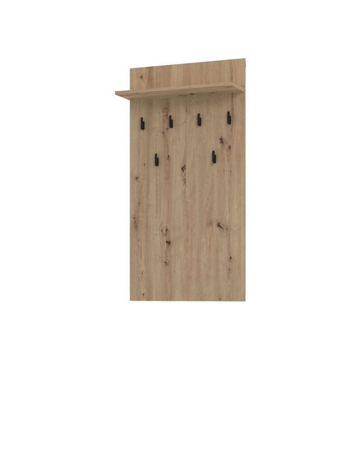 Home affaire Garderobenpaneel Arran, Wandregal Wandpaneel, Wandgarderobe praktisch & stillvoll, mit 6 Kleiderhaken und Ablage für Accessoires, Breite 63 cm – Bild 3 von 5