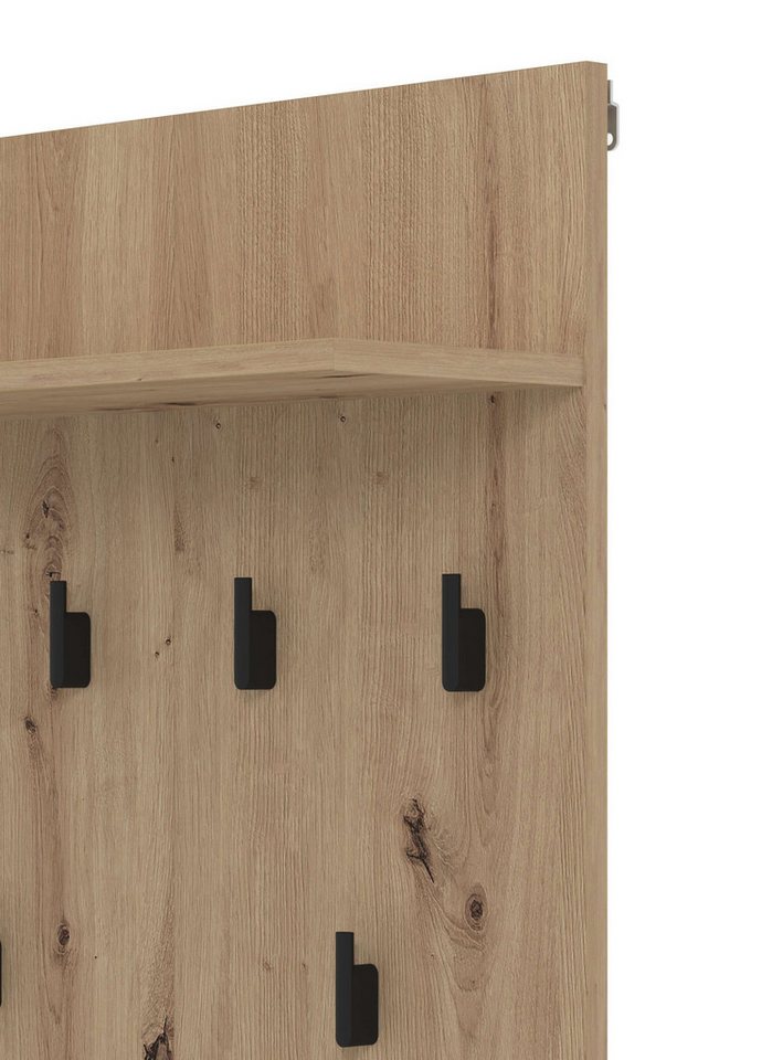 Home affaire Garderobenpaneel Arran, Wandregal Wandpaneel, Wandgarderobe praktisch & stillvoll, mit 6 Kleiderhaken und Ablage für Accessoires, Breite 63 cm – Bild 4 von 5