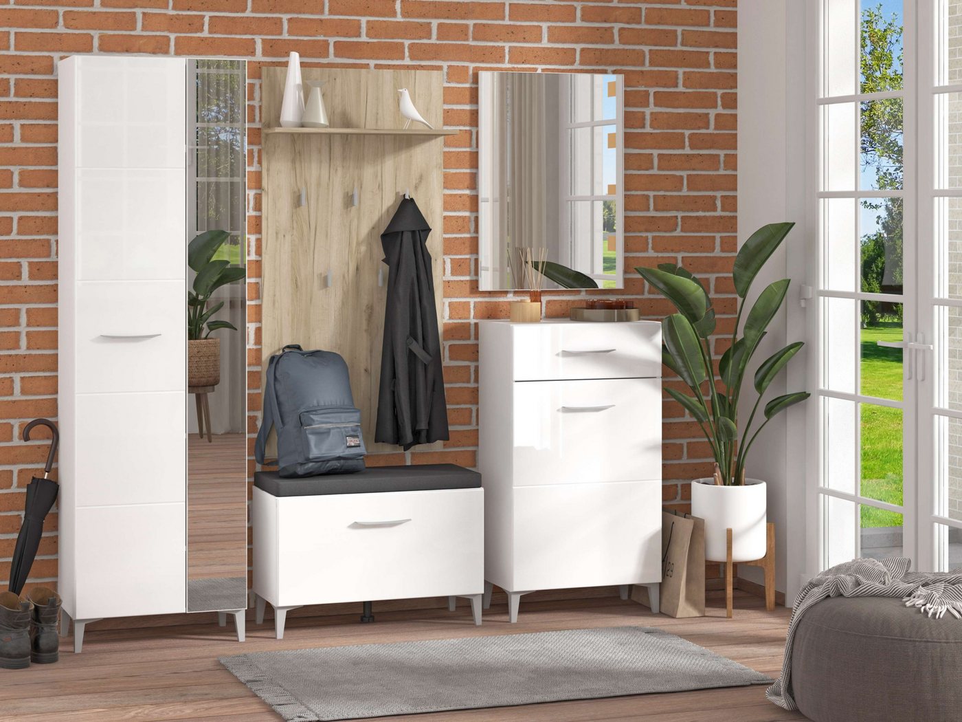 Home affaire Garderobenpaneel Como, Wandregal mit Haken, mit Regal, Wandgarderobe, Aufhänger, in modernen Farben, Höhe 137 cm – Bild 2 von 4