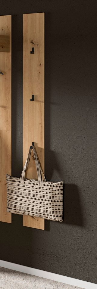 Home affaire Garderobenpaneel EVRID, Höhe 160 cm, inkl. 3 Metall-Haken (1 St., individuell mit anderen Artikel der Serie EVRID erweiterbar), Paneel, Hakenleiste – Bild 2 von 5