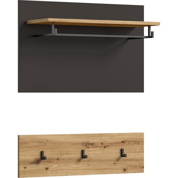 Home affaire Garderobenpaneel REHAT, TOPSELLER!, 2-teilig, bestehend aus: Paneel & Hakenleiste (1 St., in verschiedenen Farben erhältlich), Paneel, Hakenleiste,