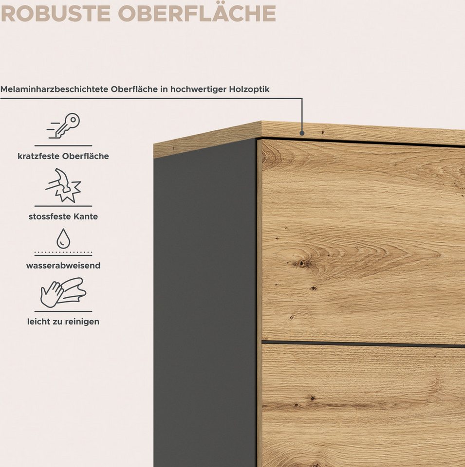 Home affaire Garderobenschrank REHAT, TOPSELLER!, Höhe 190cm, 2 Türen, 6 Fächer, 1 Kleiderstange (1-St., in verschiedenen Farben erhältlich) Garderobe, Flurschr – Bild 5 von 5