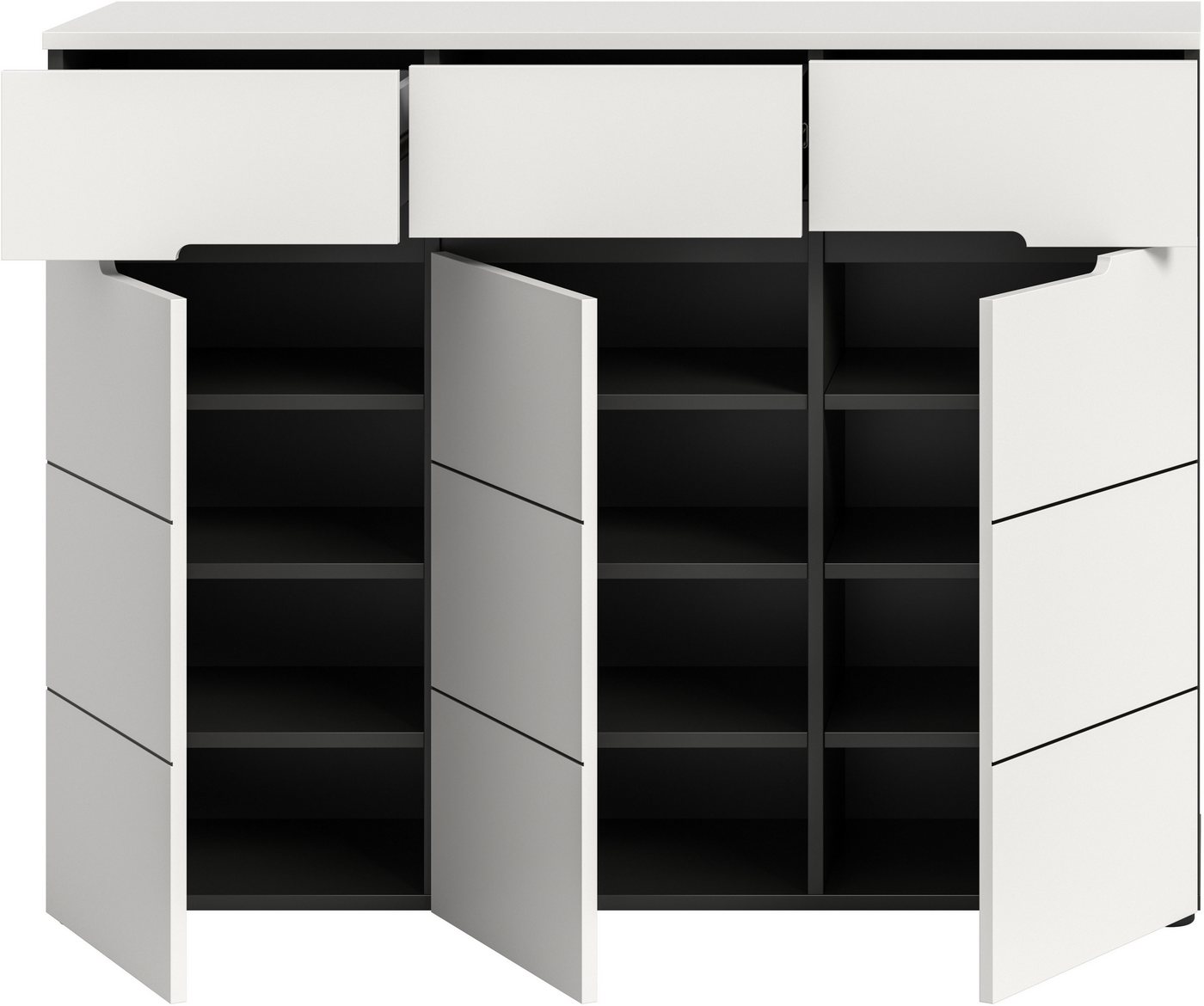 Home affaire Garderobenschrank REHAT, TOPSELLER!, Breite 120 cm, 3 Türen, 3 Schubkästen, 12 Fächer (1-St., in verschiedenen Farben erhältlich, Platz für ca. 24  – Bild 4 von 5