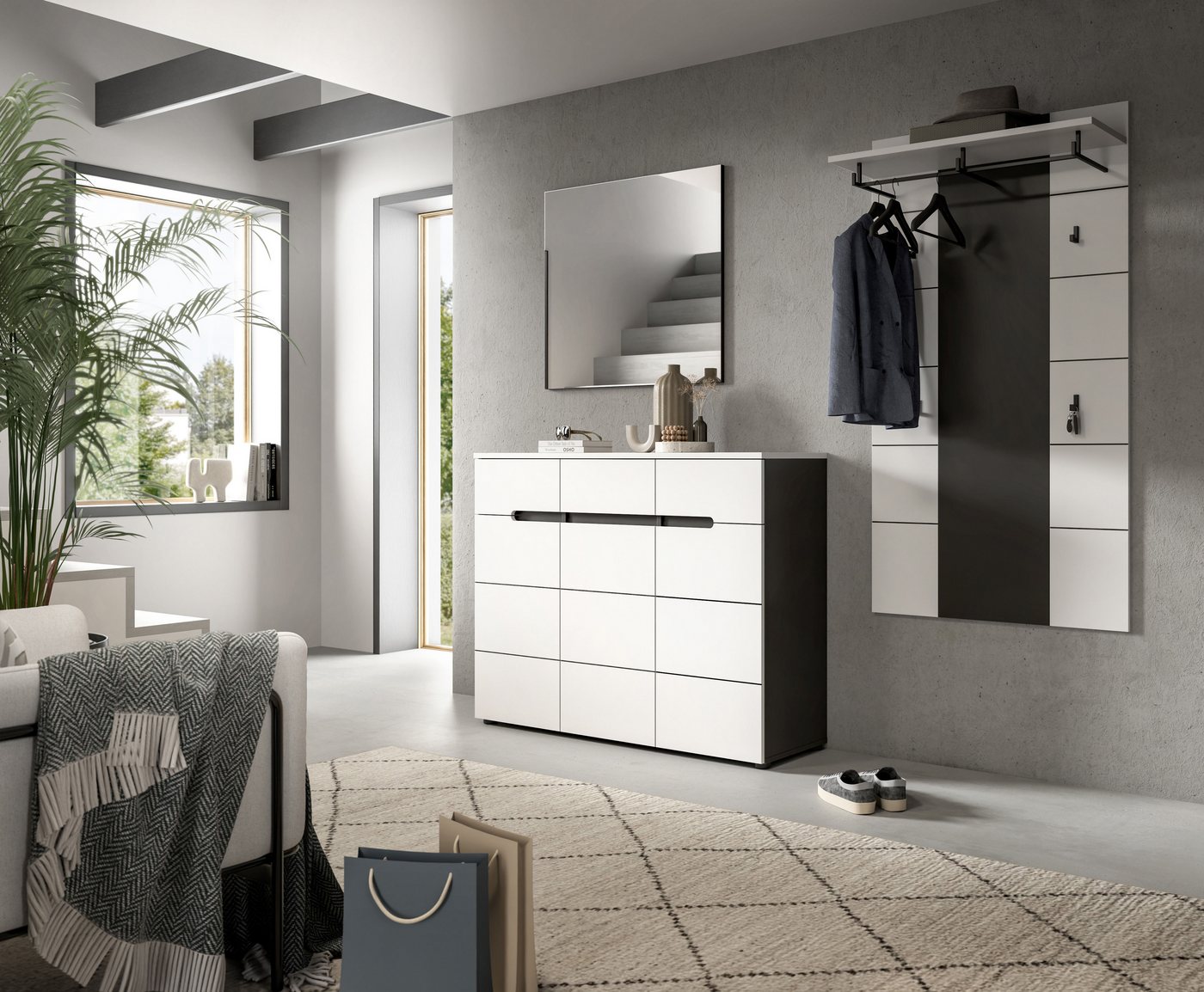 Home affaire Garderobenschrank REHAT, TOPSELLER!, Breite 120 cm, 3 Türen, 3 Schubkästen, 12 Fächer (1-St., in verschiedenen Farben erhältlich, Platz für ca. 24  – Bild 5 von 5