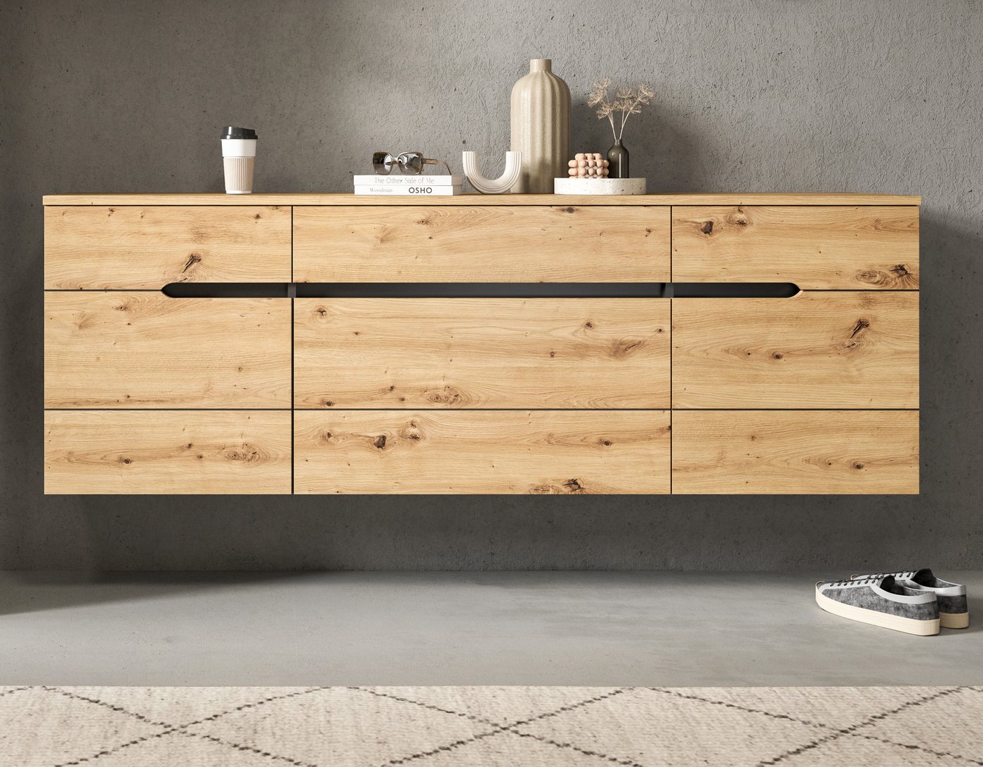 Home affaire Garderobenschrank REHAT, TOPSELLER!, Breite 176 cm, hängende Montage, viel Stauraum (Platz für ca. 20 Paar Schuhe) Garderobe, Flurschrank, Dielensc – Bild 2 von 5